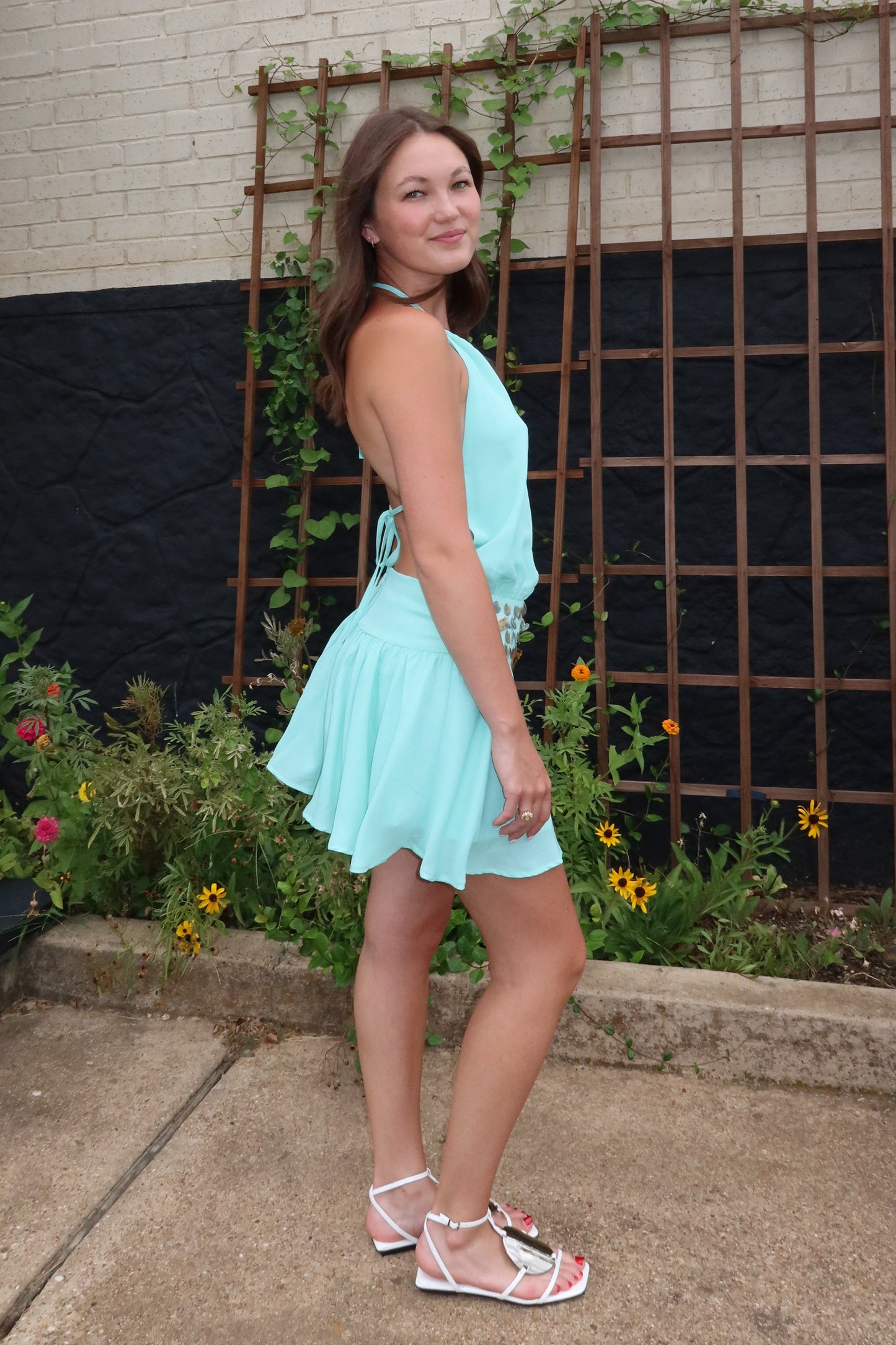 Aqua Shells Mini Dress