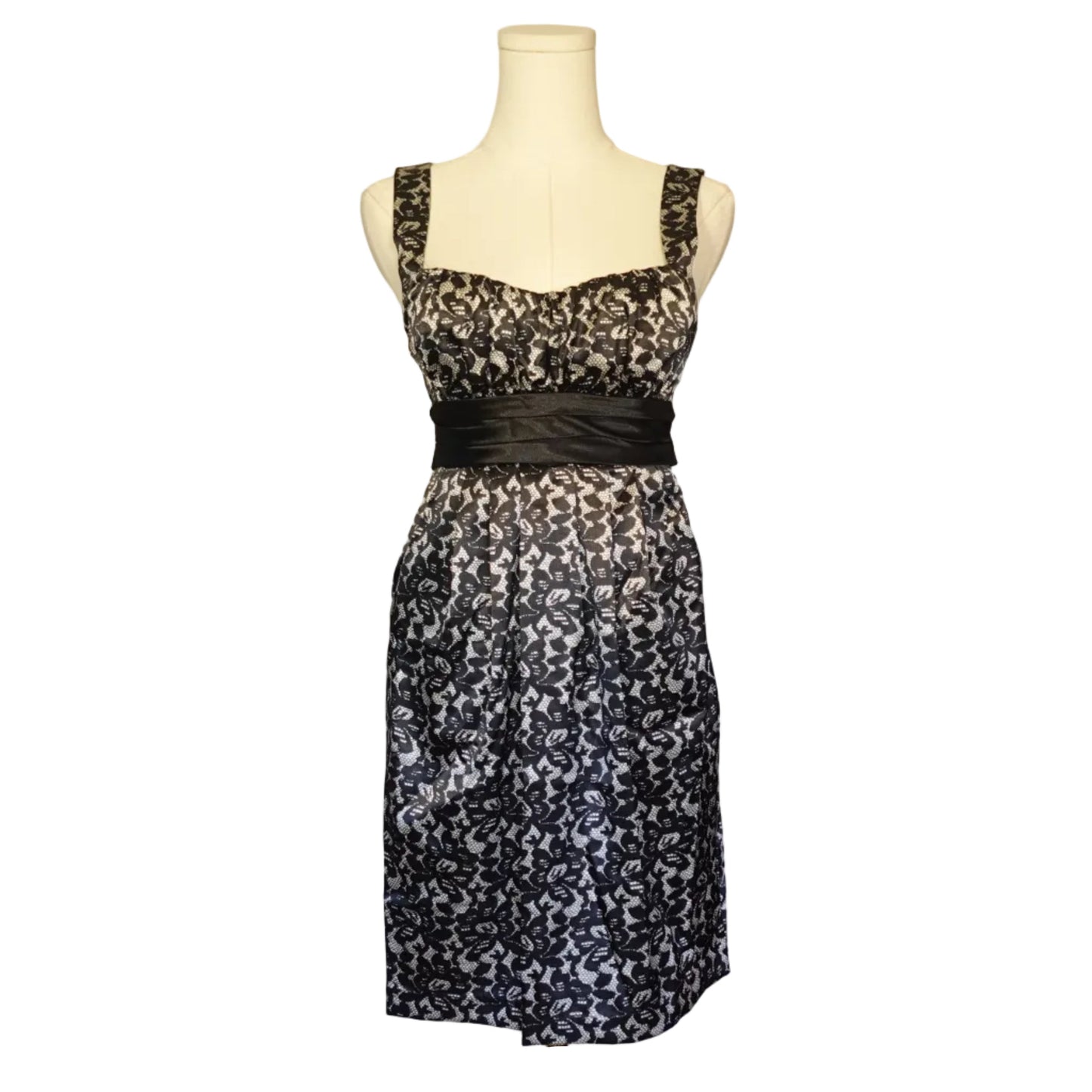 City Triangles Black & Ivory Lace Cocktail Dress-XS