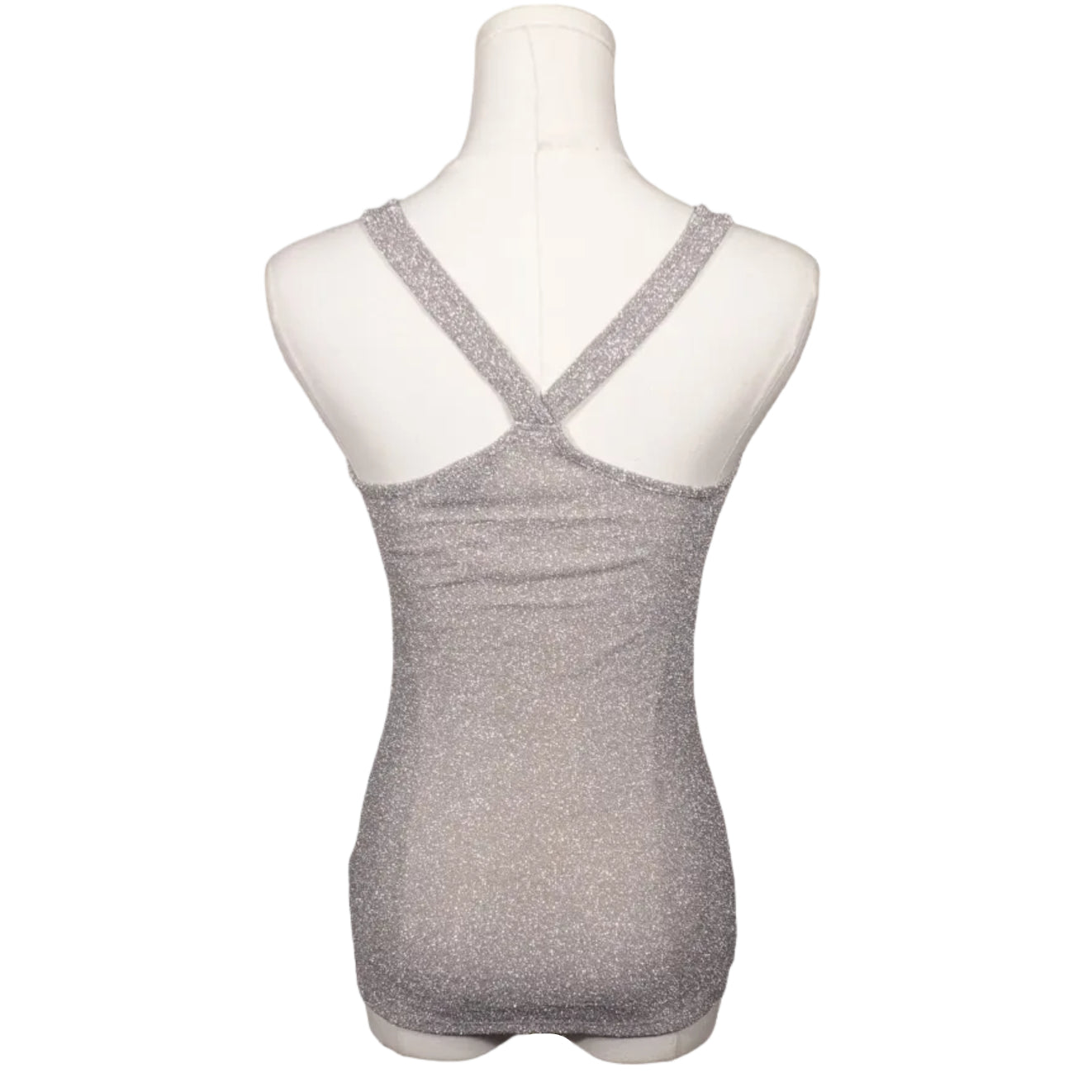 Sliver Metallic Shimmer Racerback Tank -XS