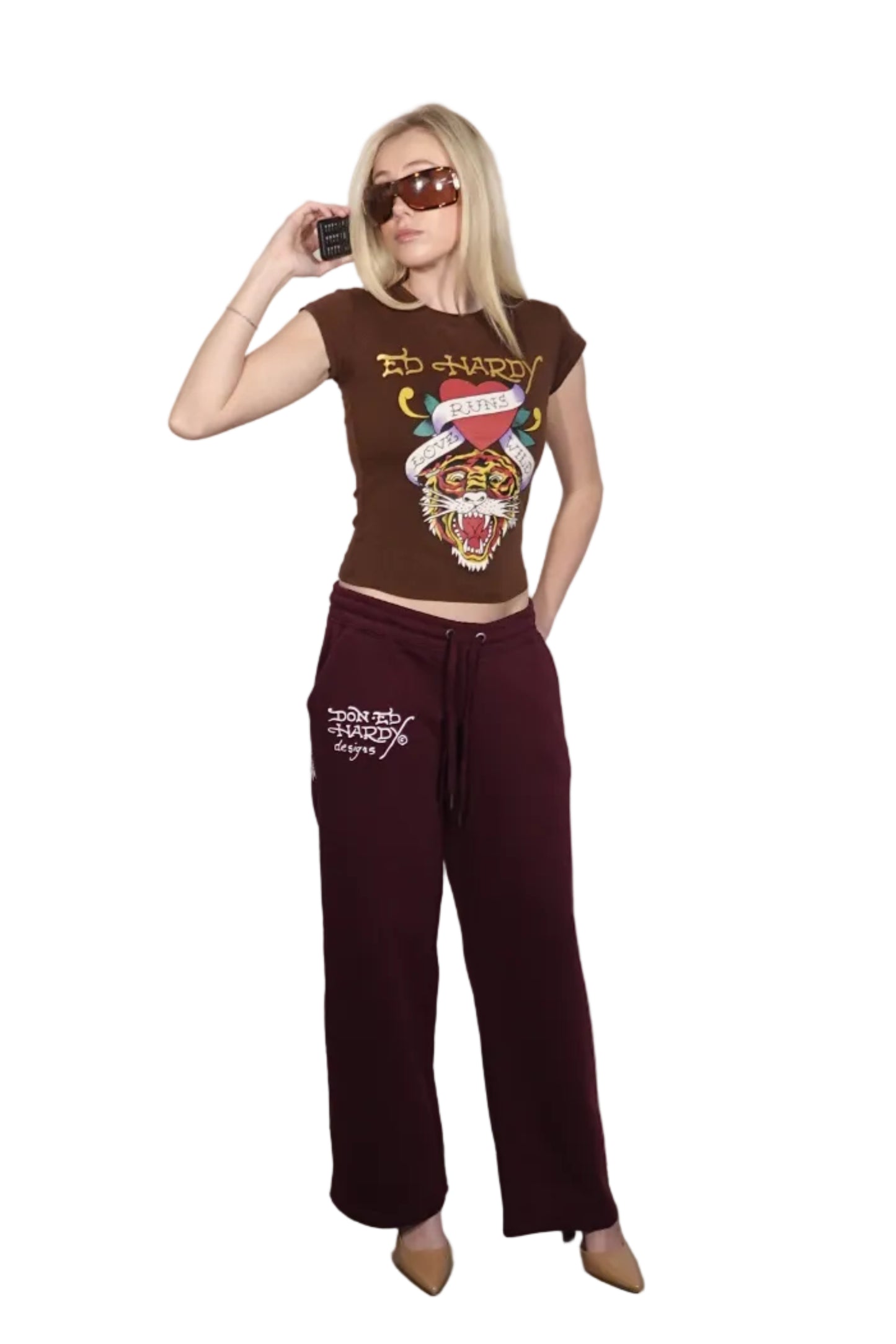 Ed Hardy Burgundy Tiger Sweatpants