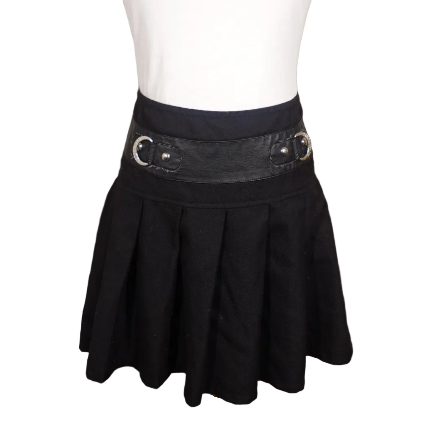 Royal Bones Black Pleated Mini Skirt – S