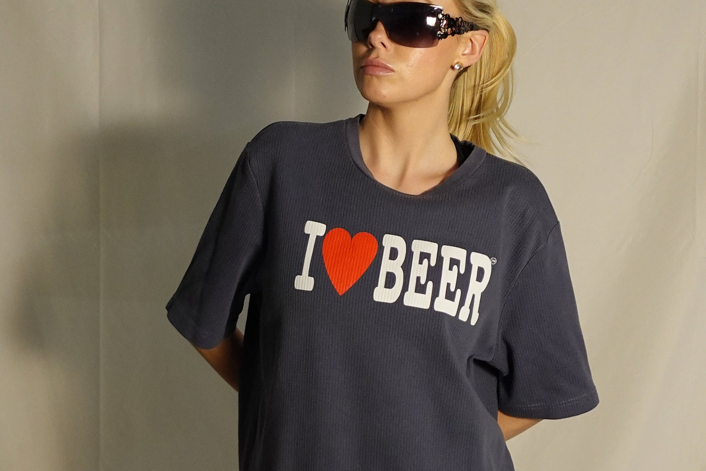 "I ❤️ BEER" Grey/Blue Vintage Tee