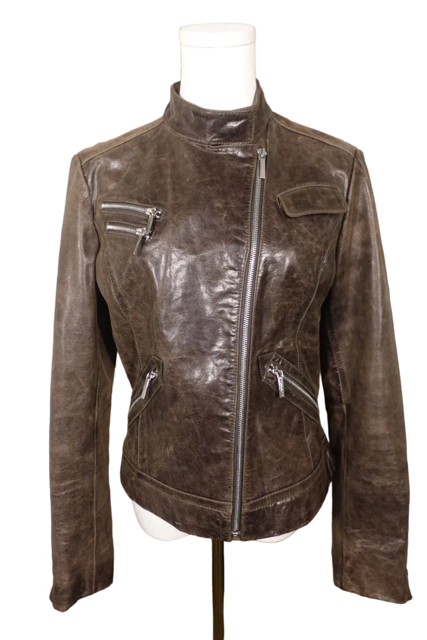 Laundry by Shelli Segal Leopard-Lined Moto Jacket-M