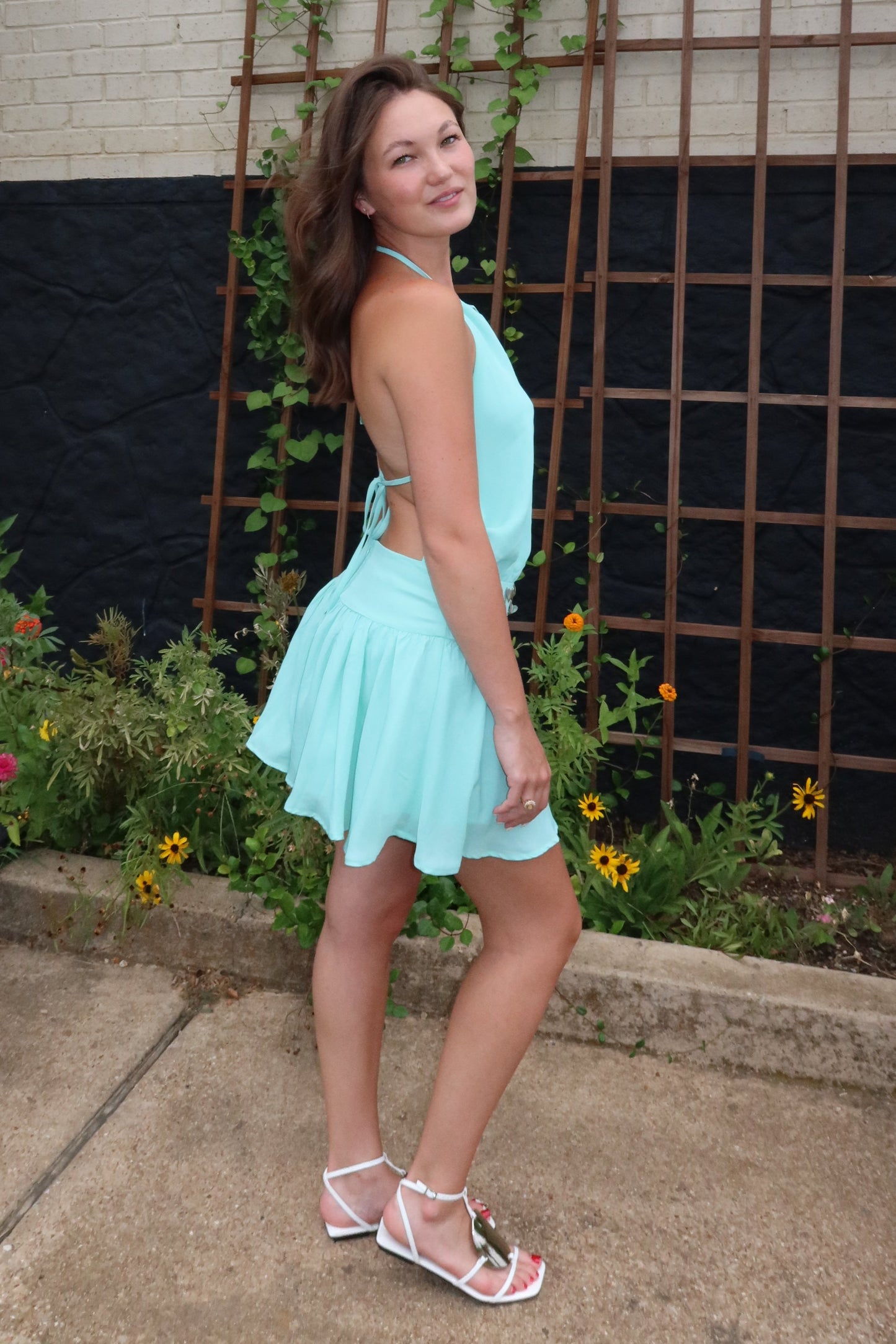 Aqua Shells Mini Dress