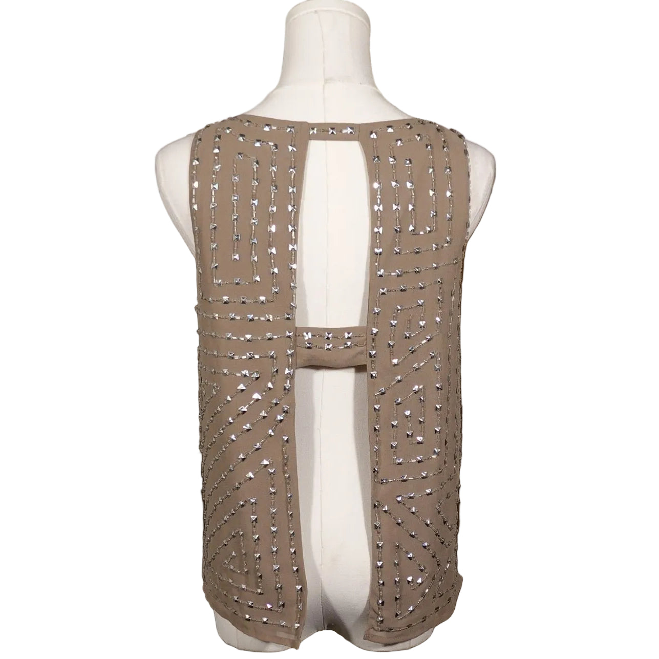 Studded Taupe Tank Top-S