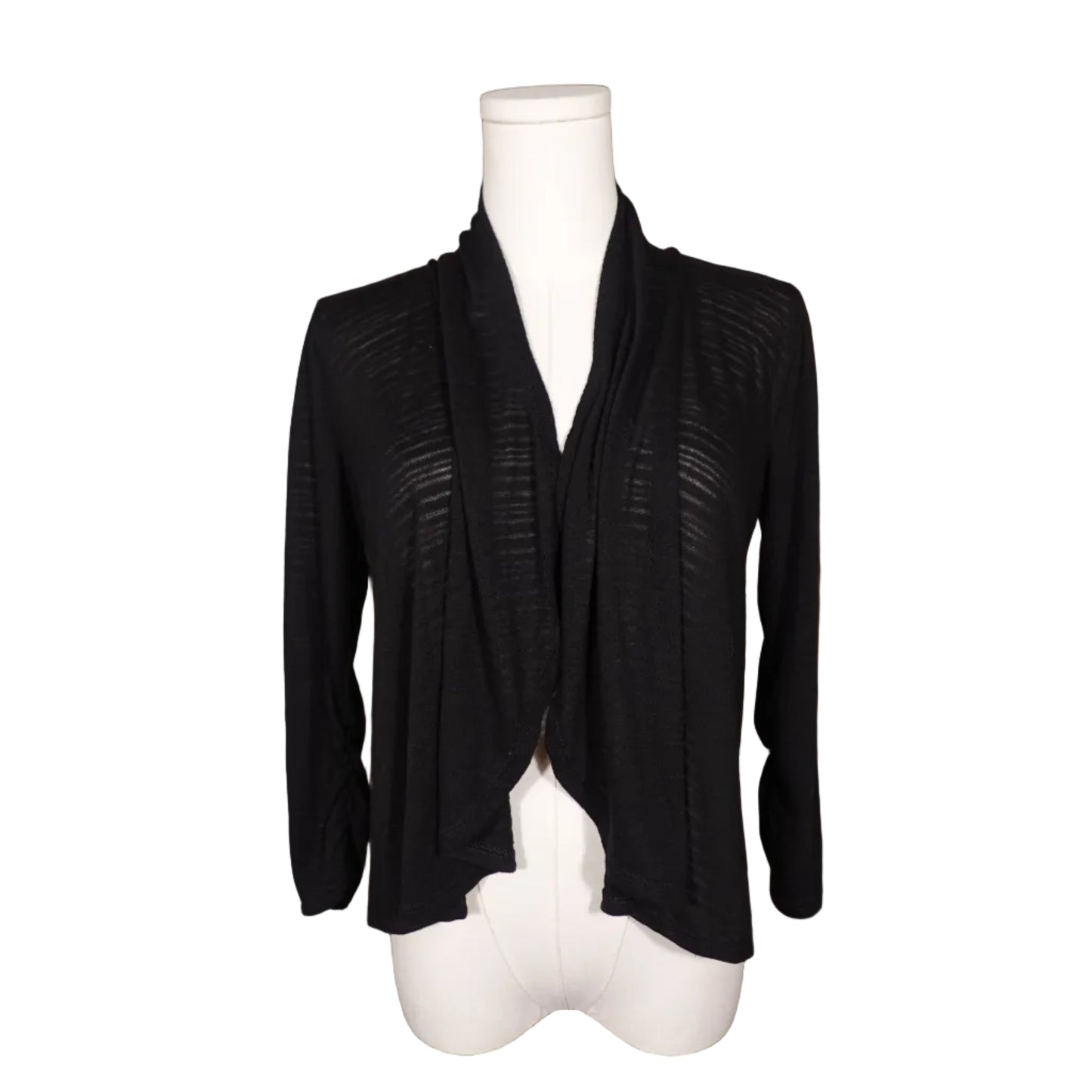 Apt. 9 Sheer Black Minimal Drape Cardigan-Petite M