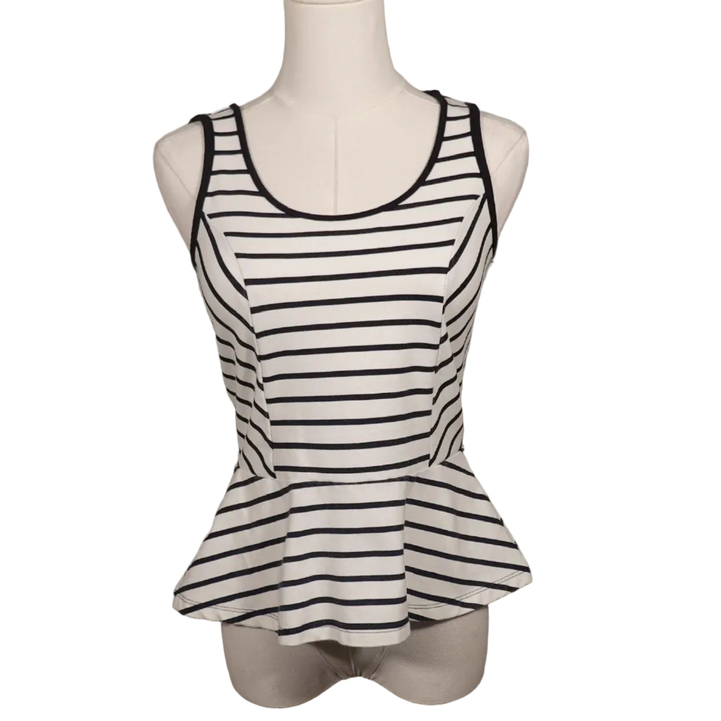 Classic Stripe Peplum Tank-XSP