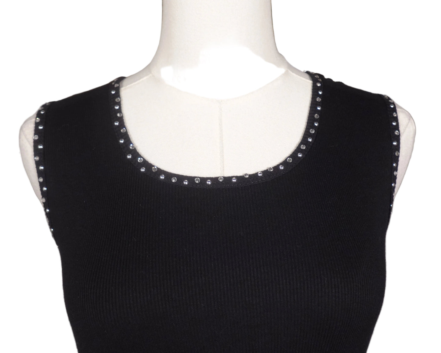 Black Rhinestone Tank-S