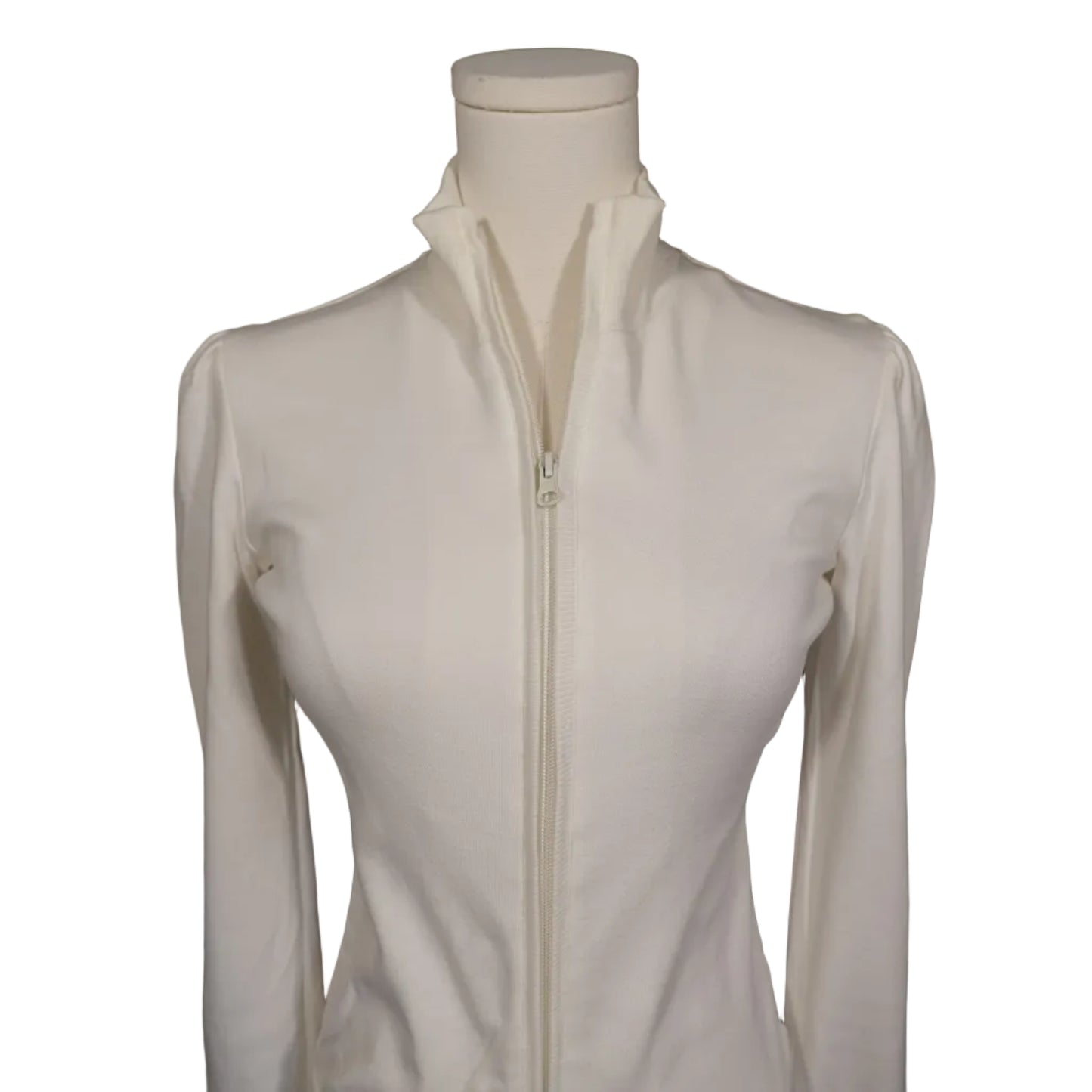 Ivory Zip-Up Fitted Jacket (M)
