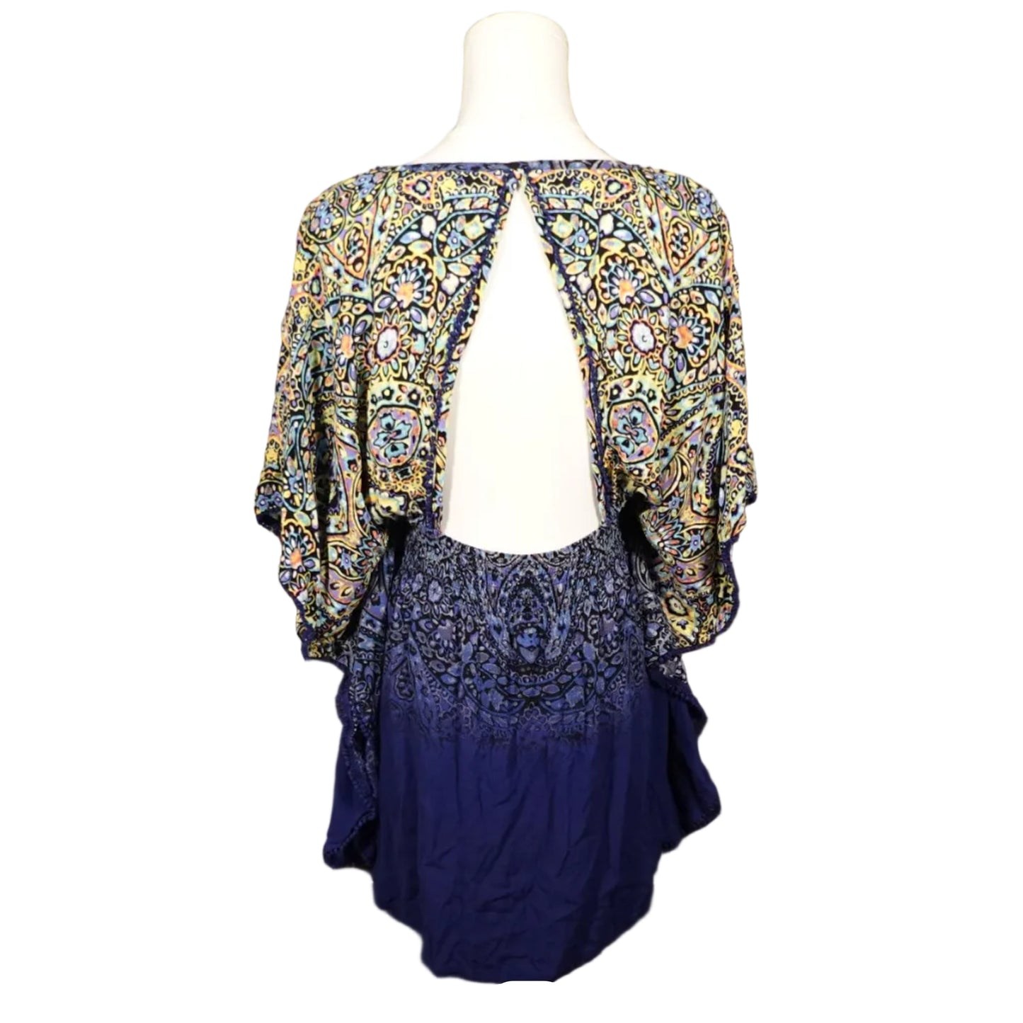 Open-Back Paisley Tunic Top (M)