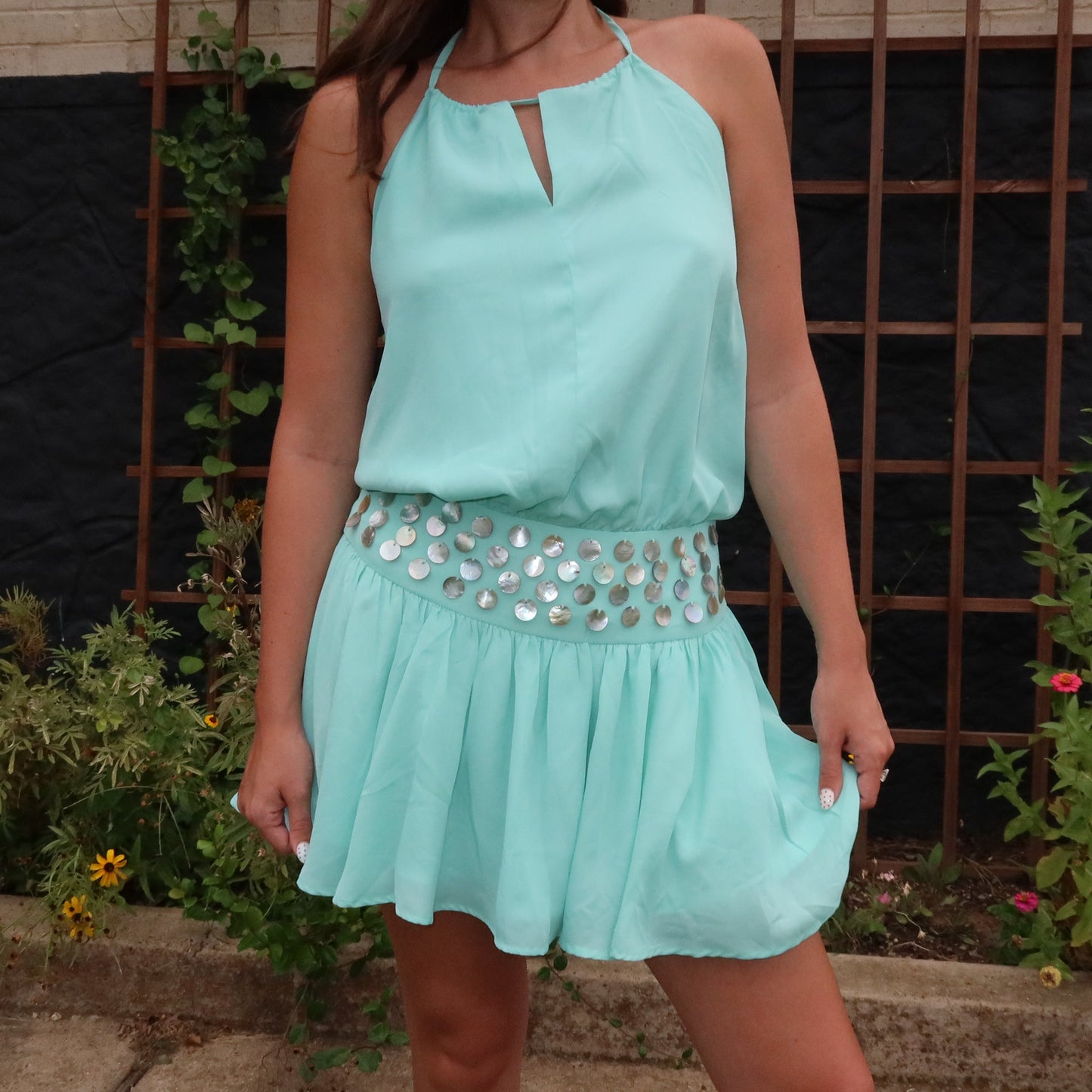 Aqua Shells Mini Dress