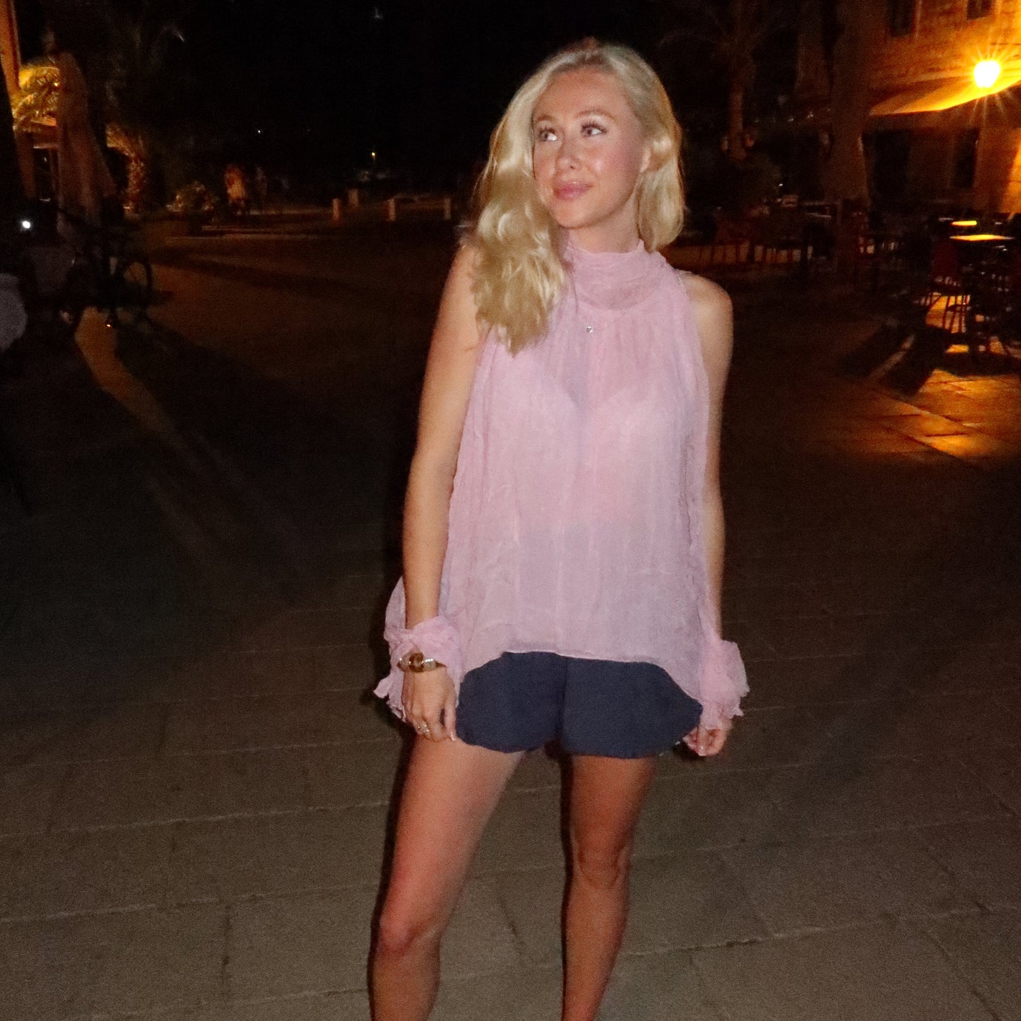 Pink Sheer Tie Top