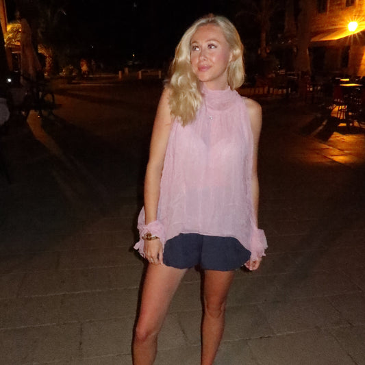 Pink Sheer Tie Top