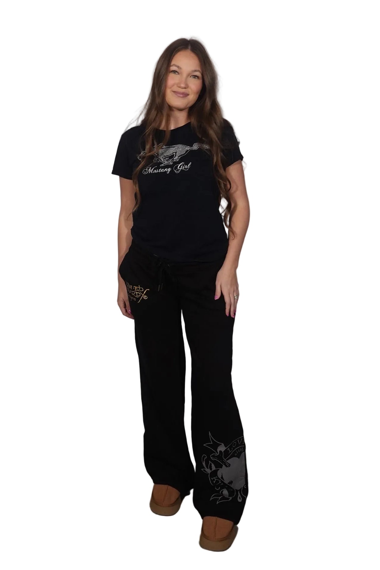 Ed Hardy Black Graphic SweatPants (XL)