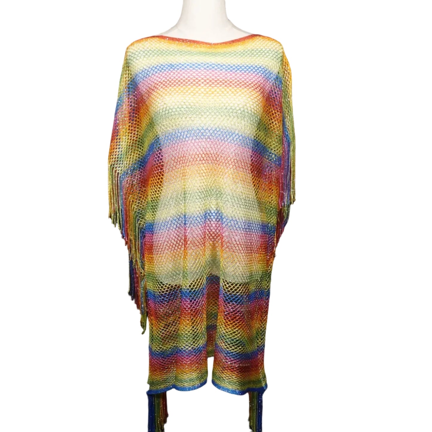 Rainbow Drift Fishnet Cover-Up