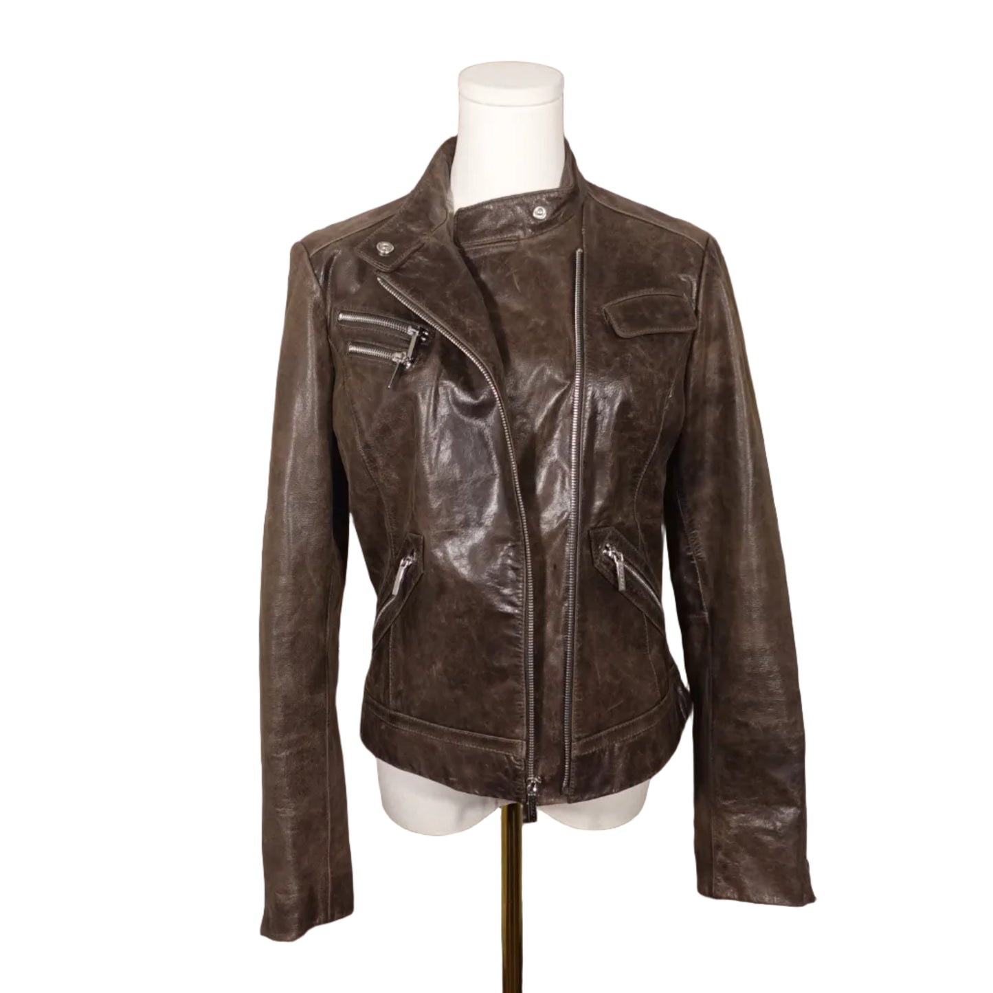 Laundry by Shelli Segal Leopard-Lined Moto Jacket-M