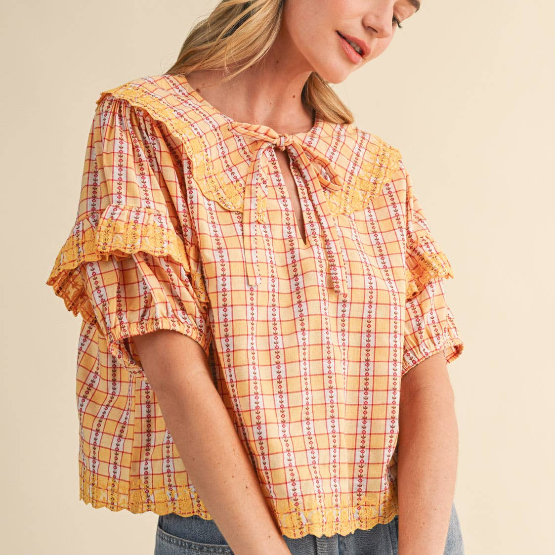 Honey Harvest Plaid Top