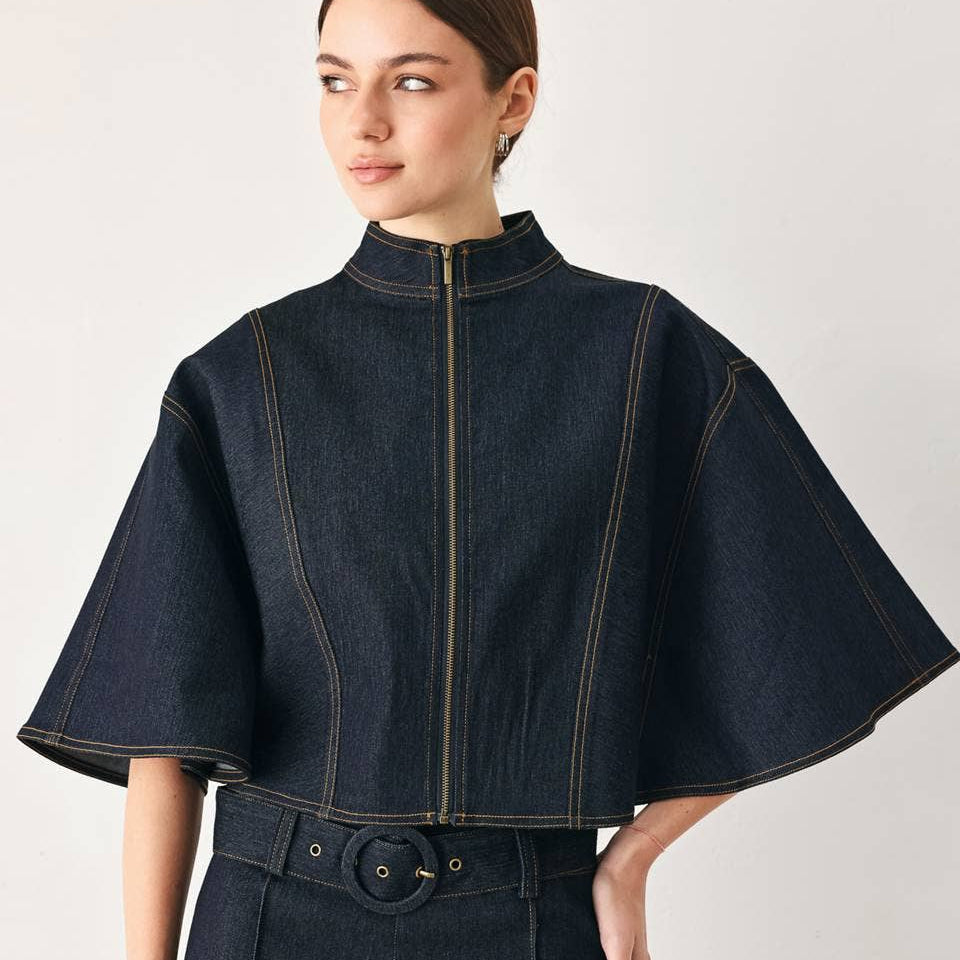 PREORDER After Hours Denim Cape Top
