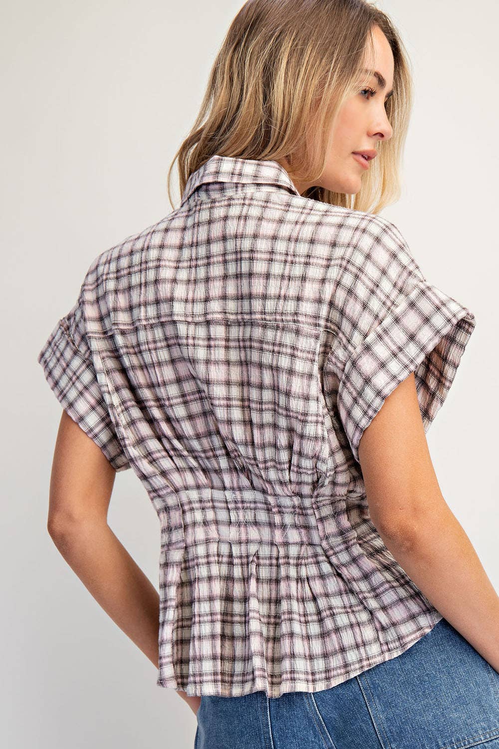 The Pink Latte Plaid Top