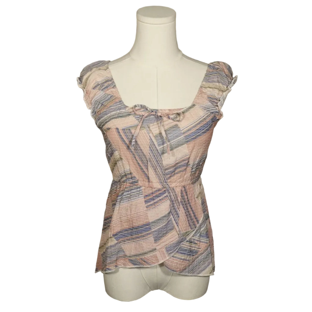 Pilya Abstract Pastel Ruffle Top (XS)