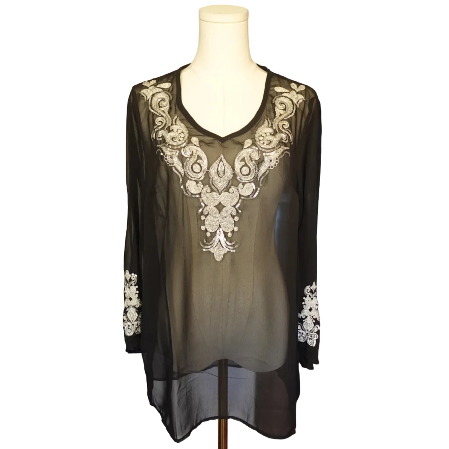 Anthony Embellished Sheer High-Low Tunic-6
