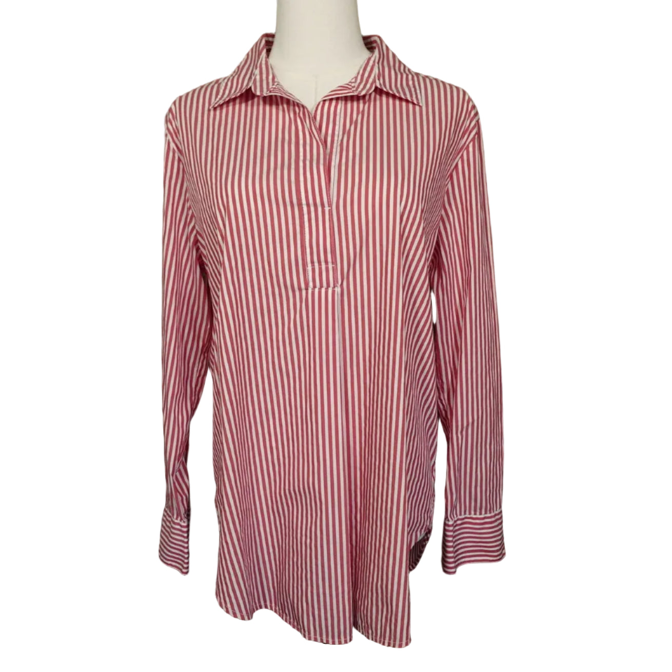 Cherry Stripe Classic Button Tunic (M)