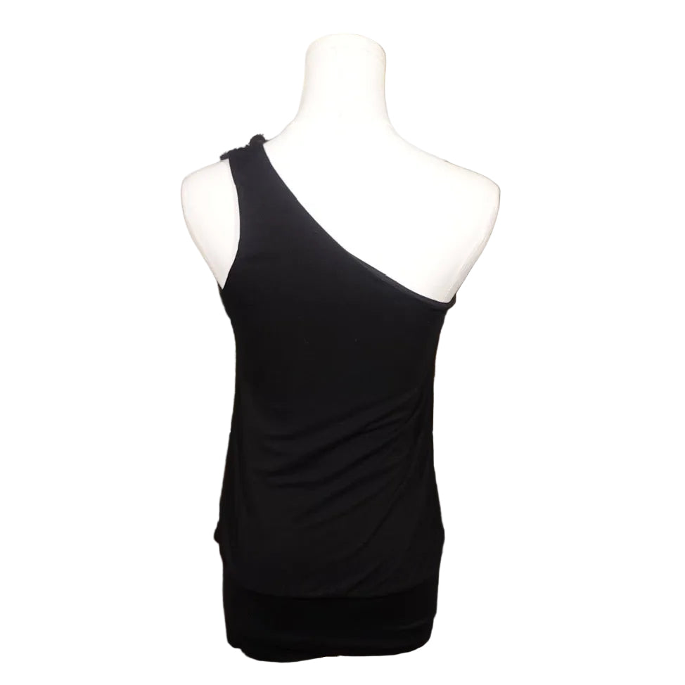Blackout Bloom One-Shoulder Top-S