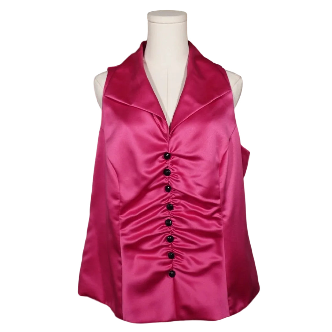 Hot Pink Satin Ruched Vest Top (16)