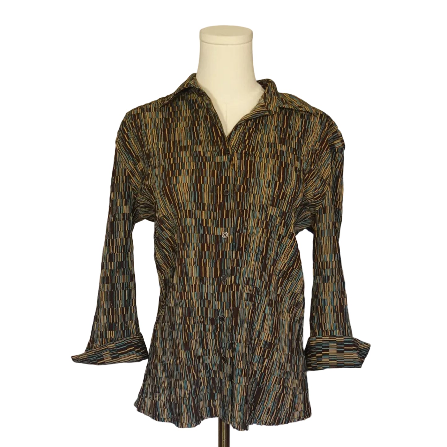COMO Abstract Geo Button-Up Blouse-M