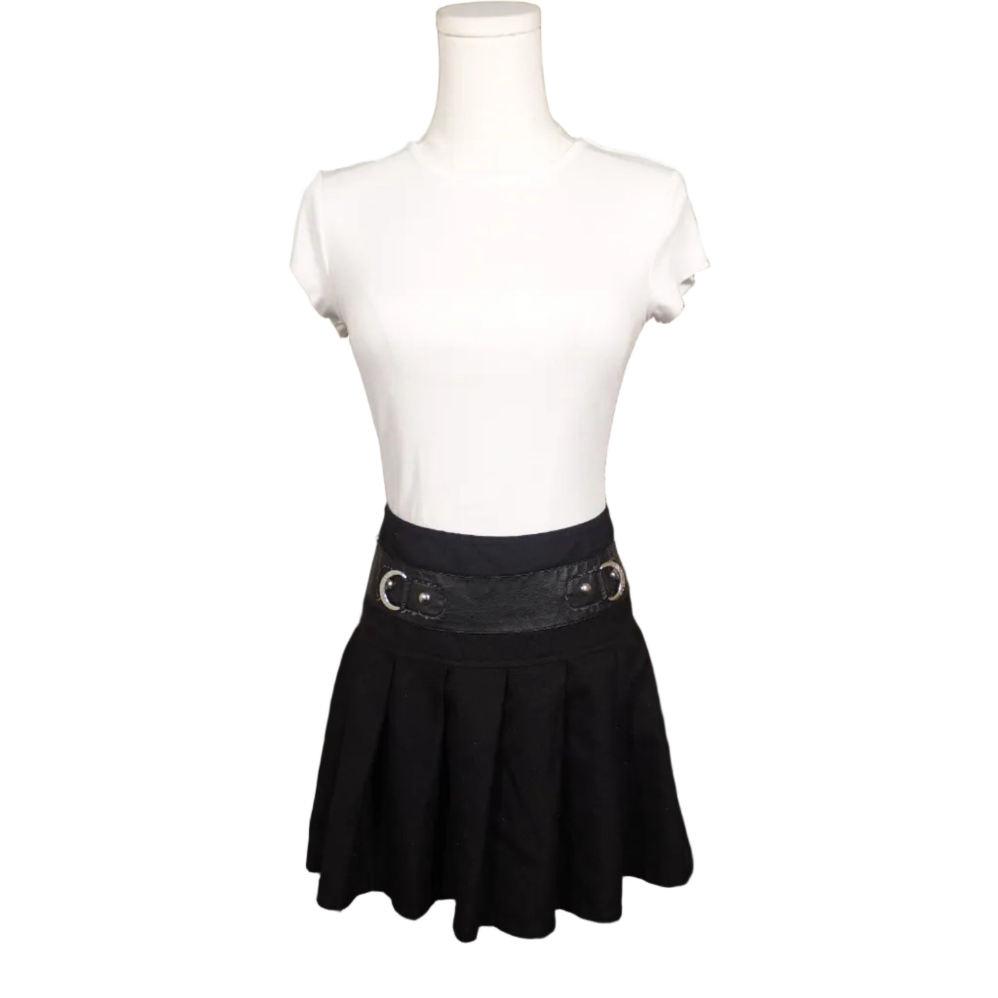 Royal Bones Black Pleated Mini Skirt – S