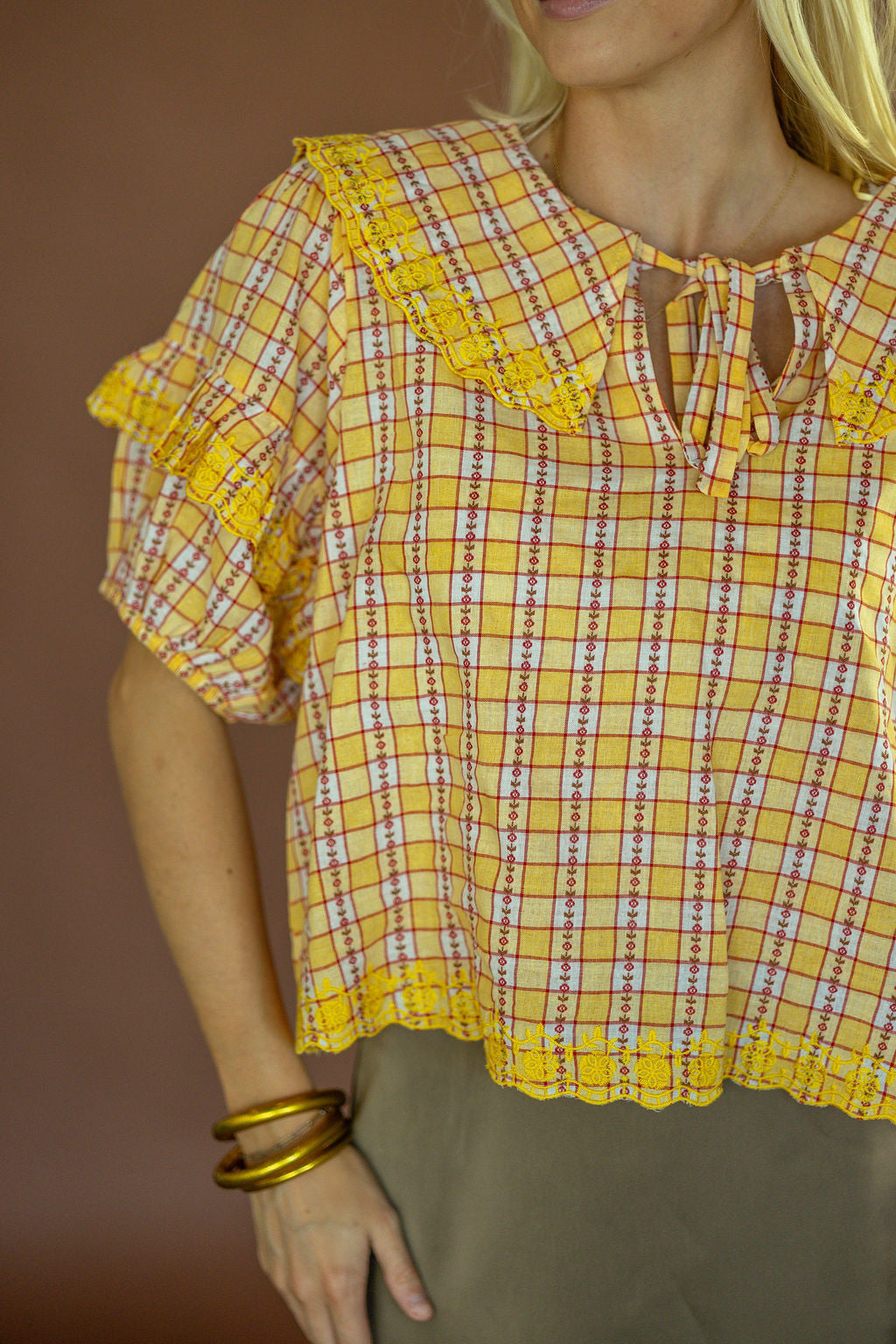 Honey Harvest Plaid Top