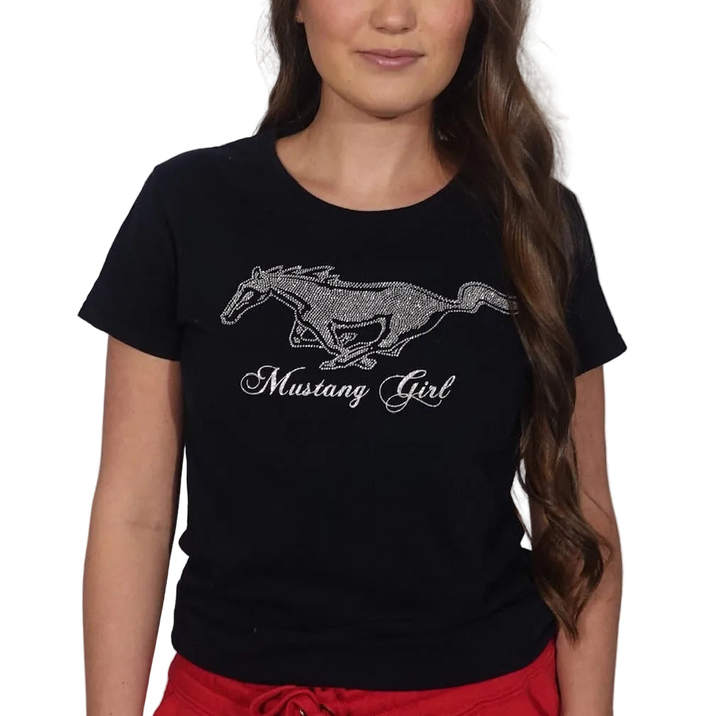 "Mustang Girl" Rhinestone Tee (M)