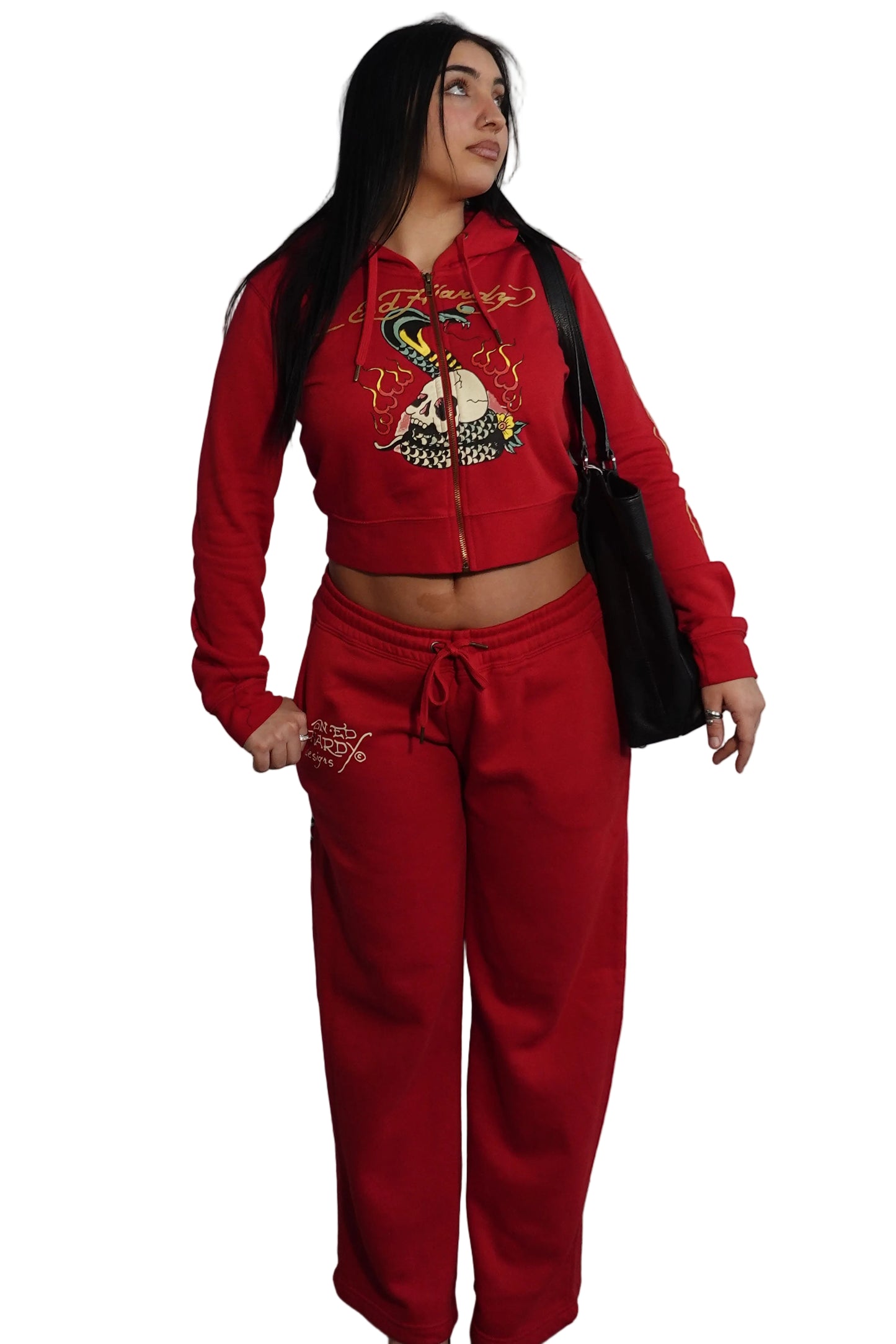 Ed Hardy Red Tracksuit Set - Skull Edition
