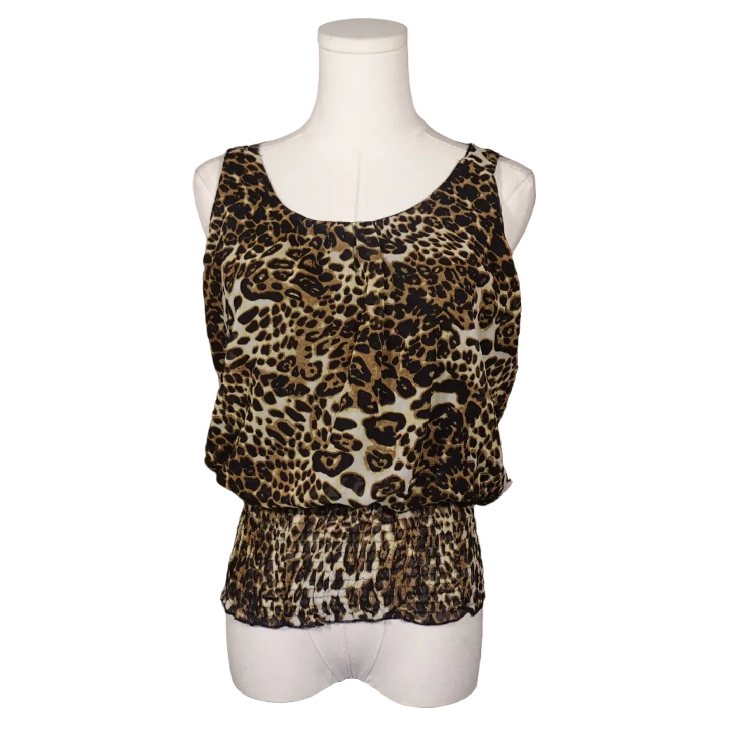 Leopard Luxe Smocked Tank-M