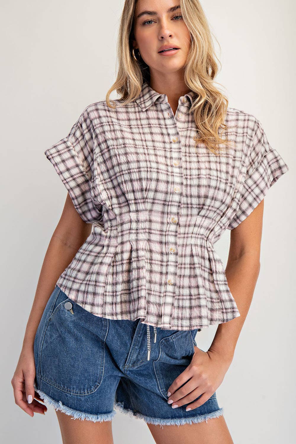The Pink Latte Plaid Top