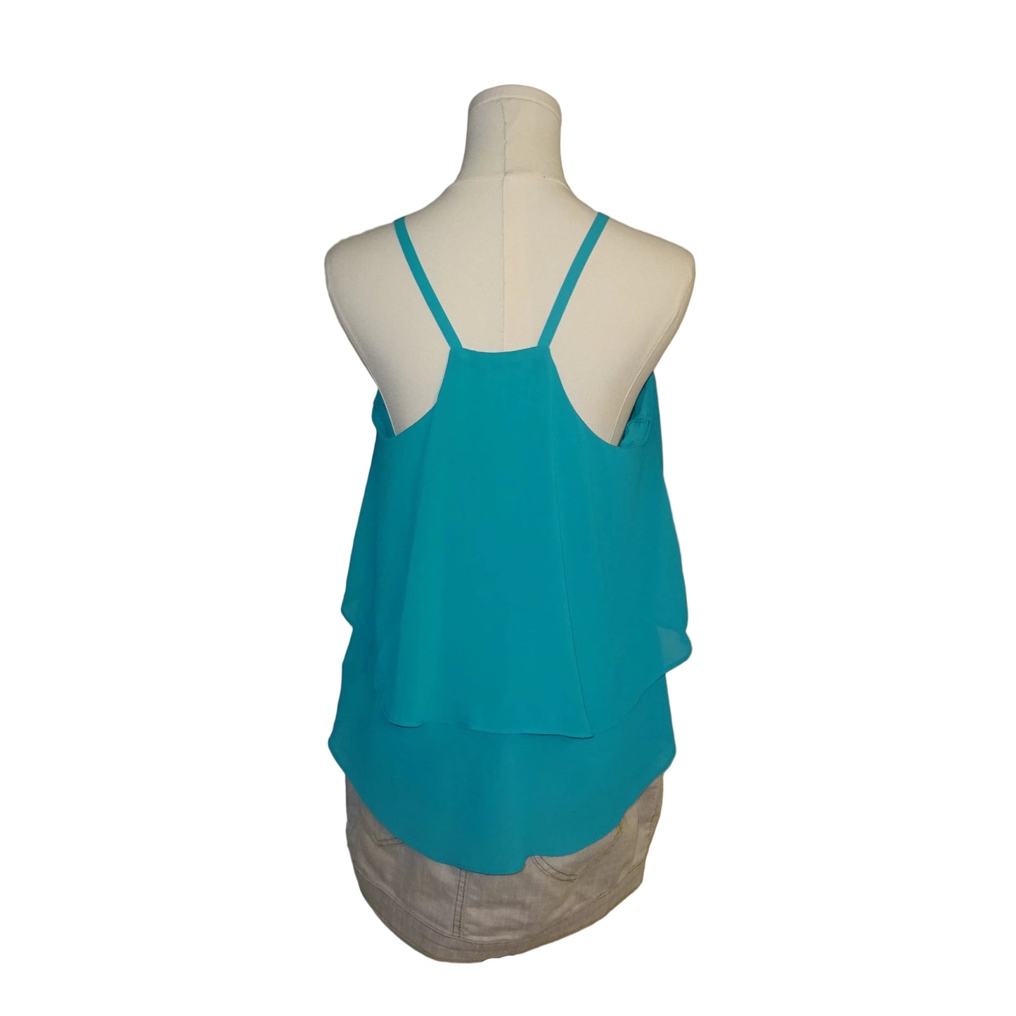 Teal Beaded Chiffon Layered Tank (M)