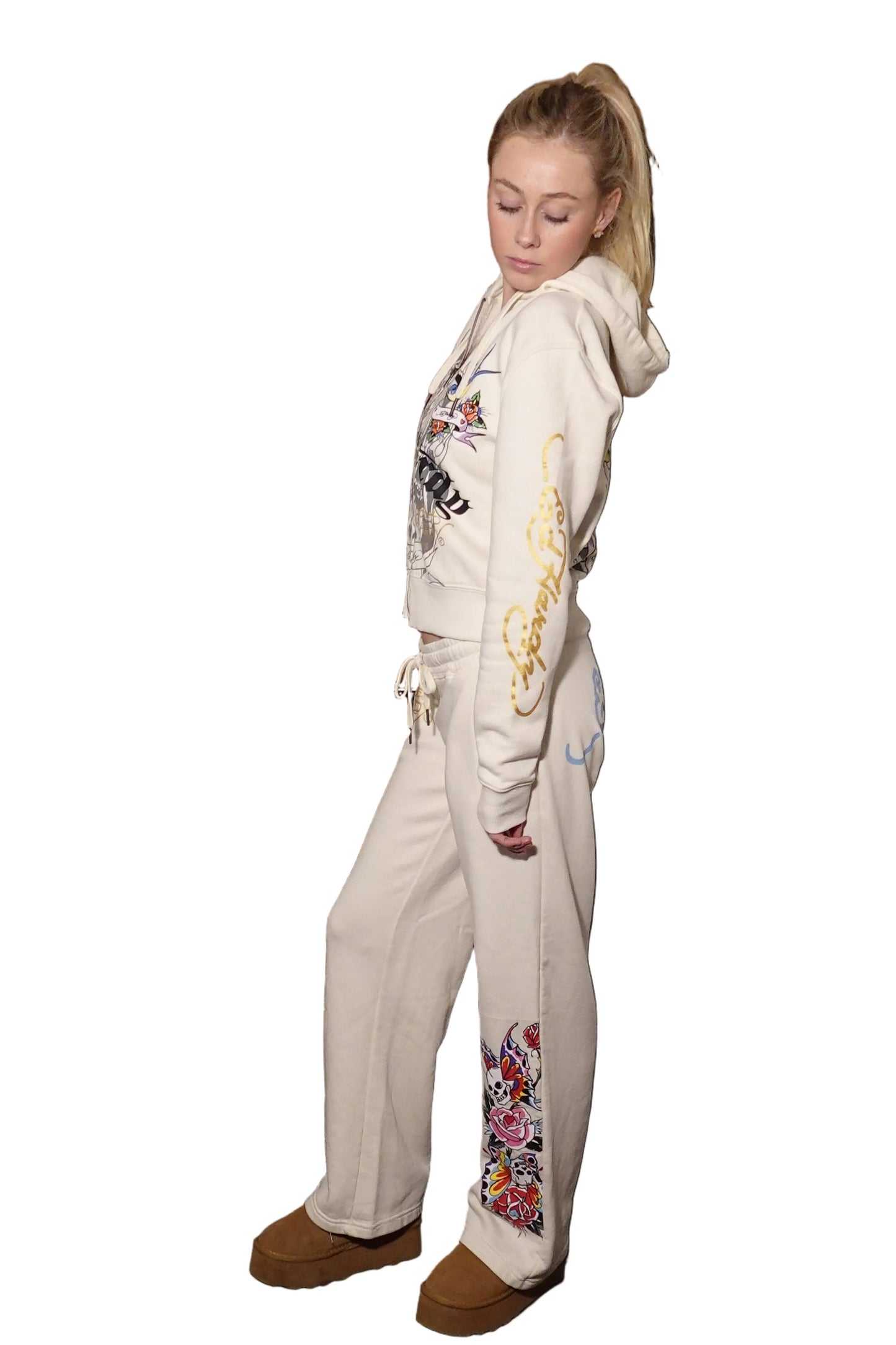 Ed Hardy Off-White Sweat Set