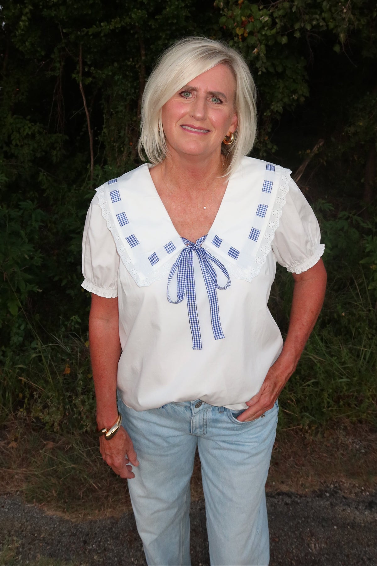 Miriam Gingham Sailor Top
