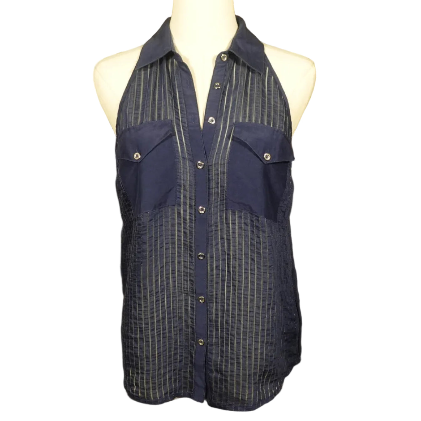 Navy Nights Bebe Halter Top-XXS