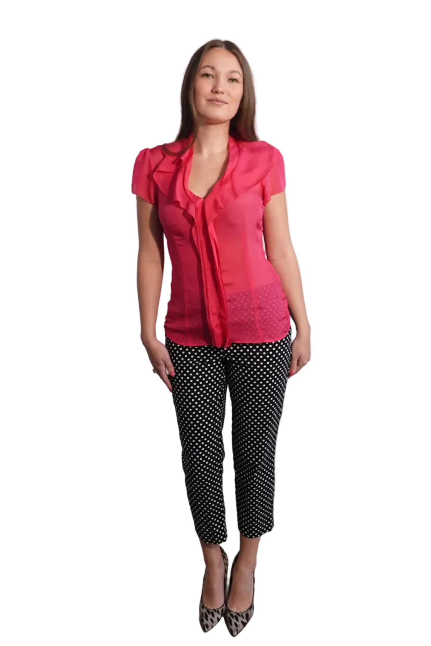 BCGBmaxazria Sheer Ruffle Blouse-XS