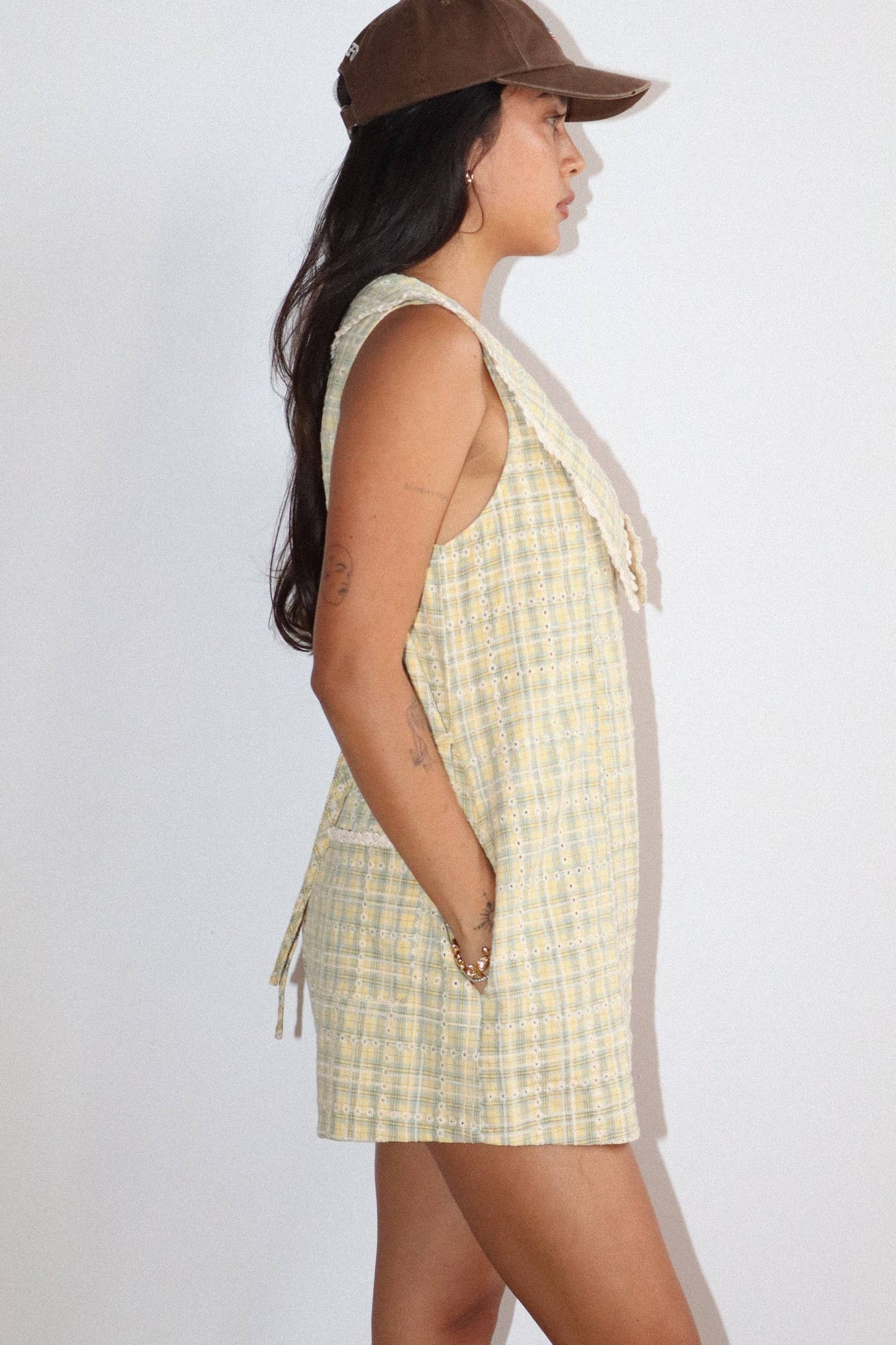 PREORDER Plaid Button Front Romper