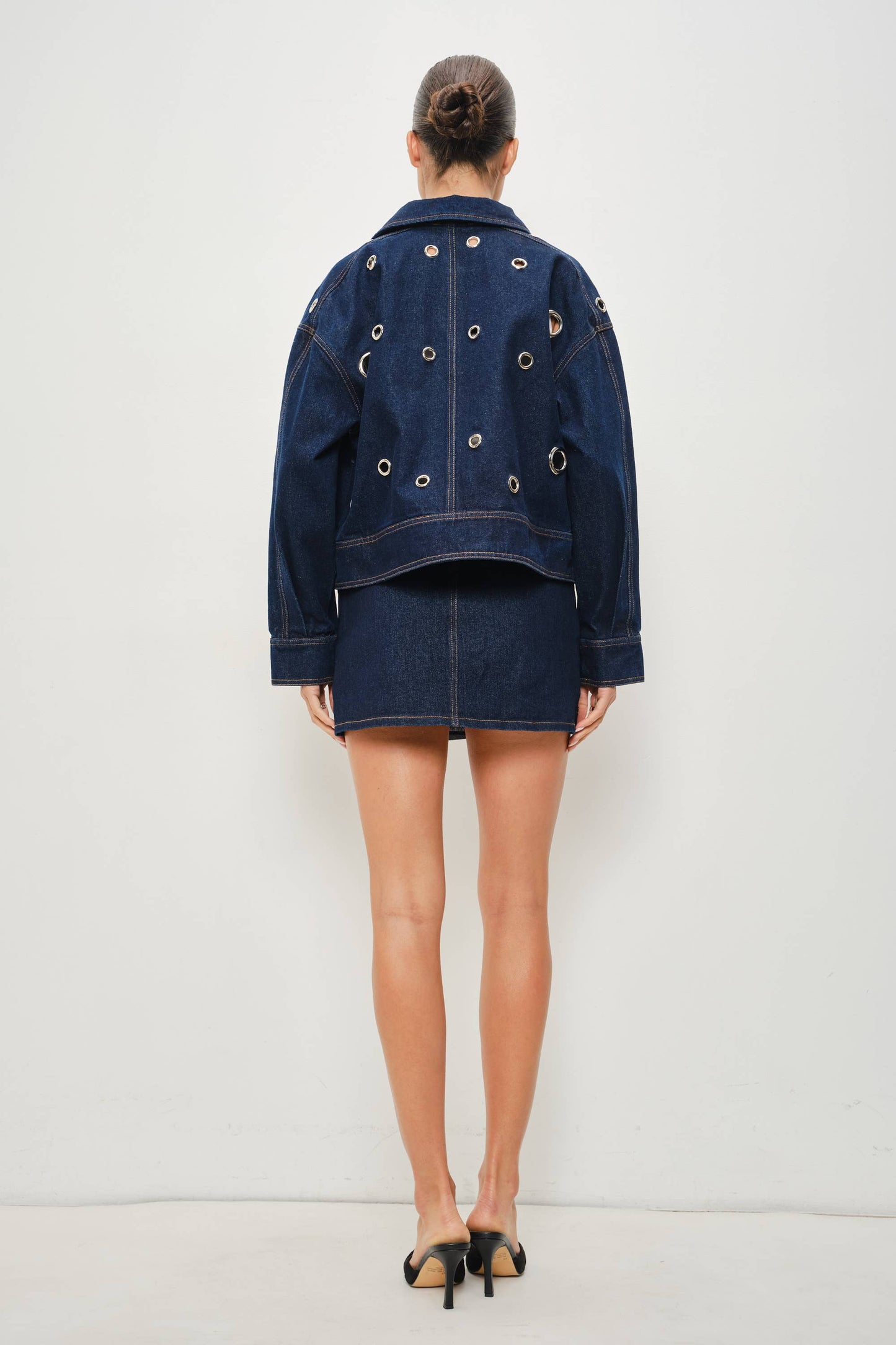 PREORDER Silver Stud Dark Denim Jacket