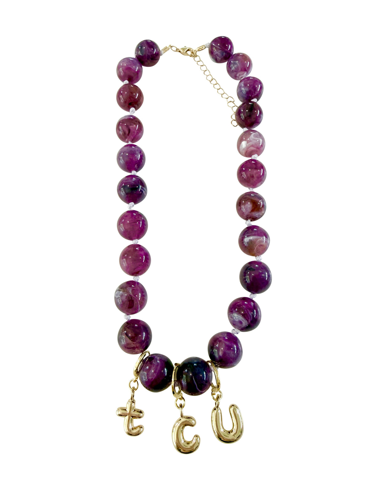 TCU Purple Bubble Beaded Necklace