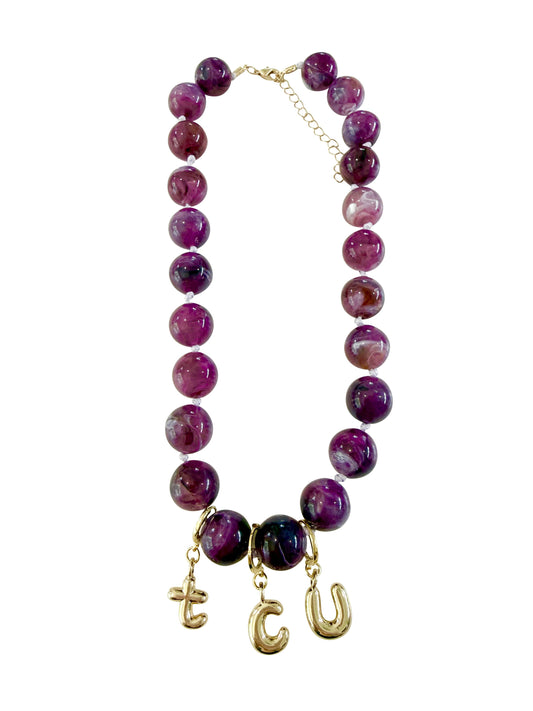 PREORDER TCU Purple Bubble Beaded Necklace