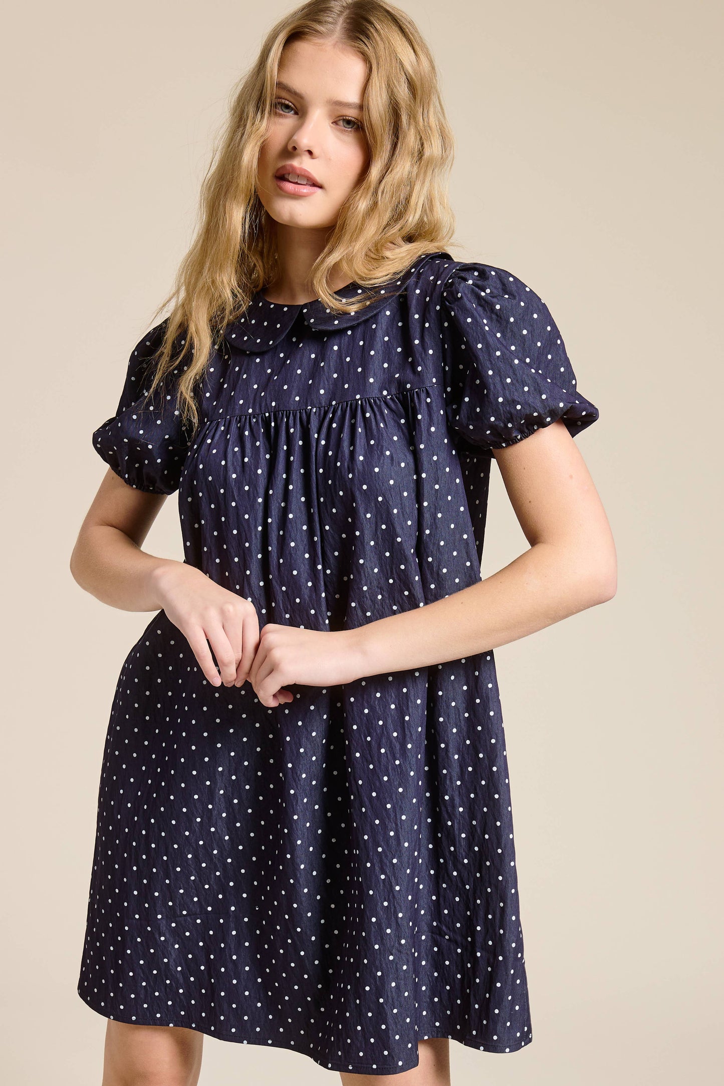 Polka Dot Babydoll Mini Dress