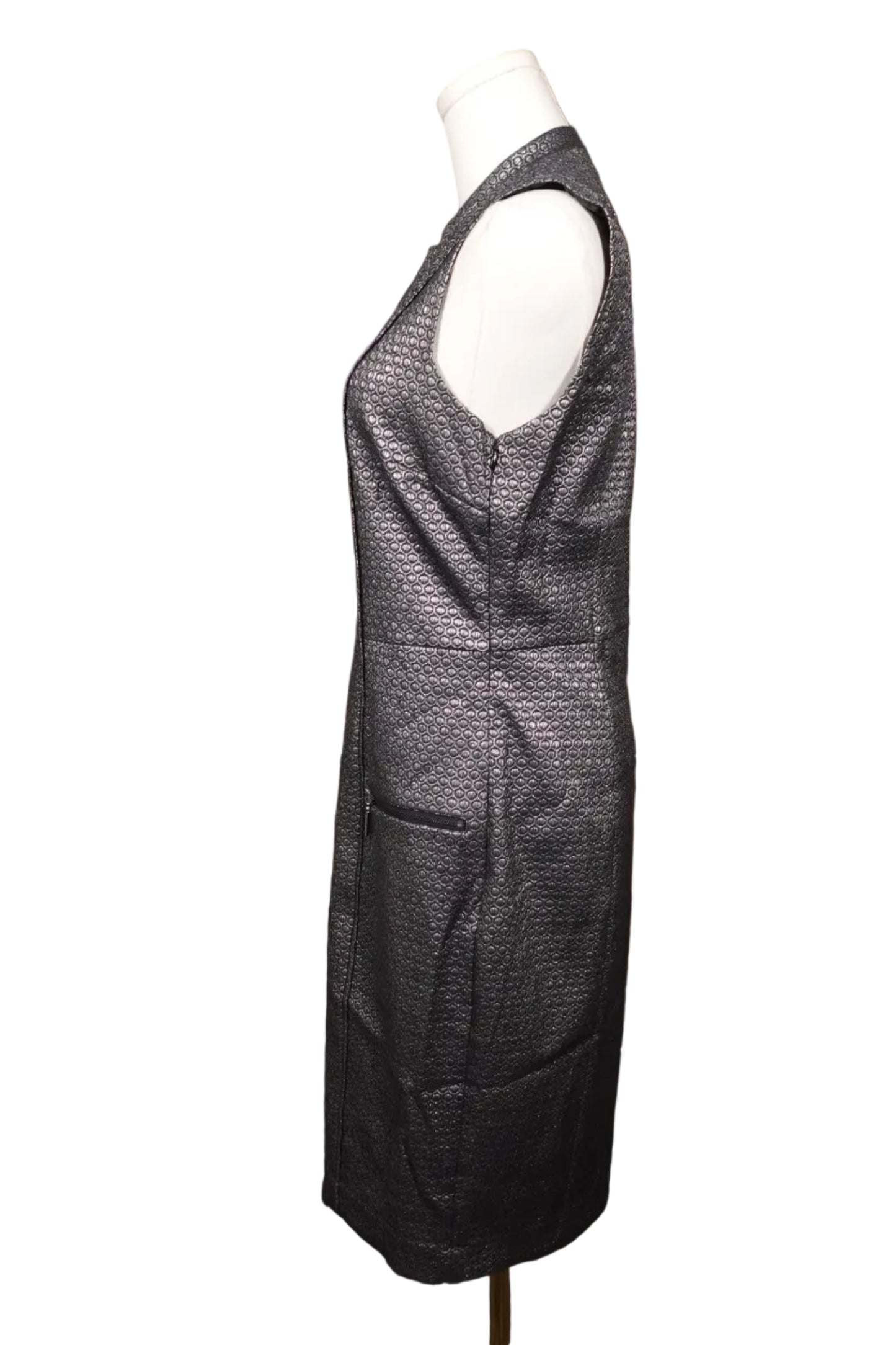 Pure Navy Textured Sheath Dress –8