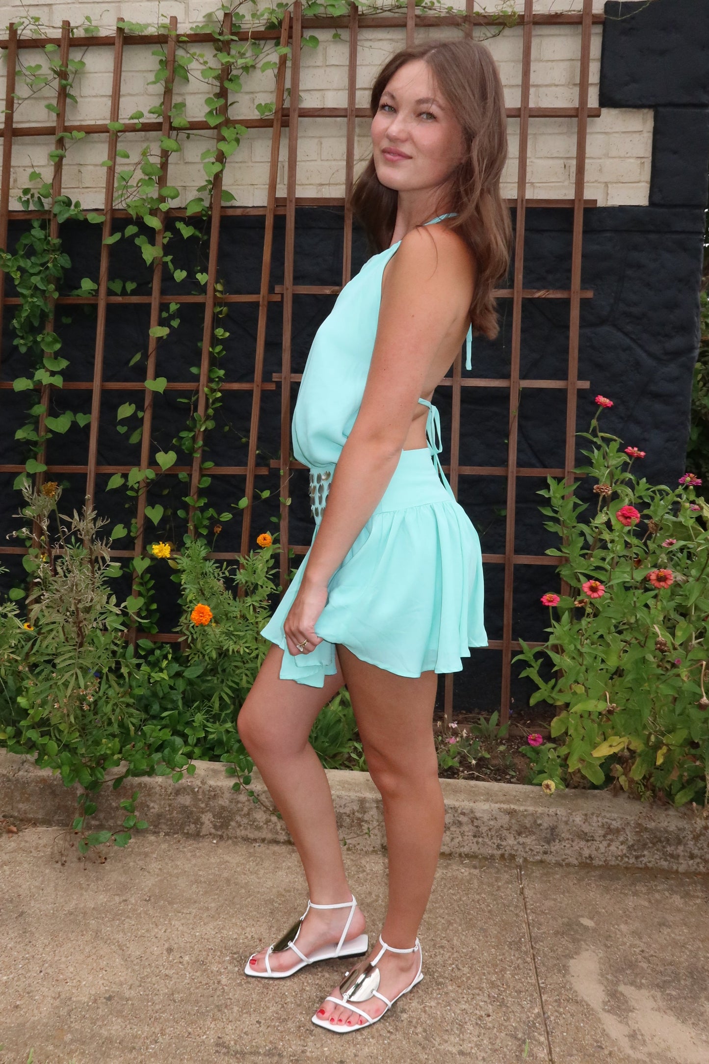 Aqua Shells Mini Dress