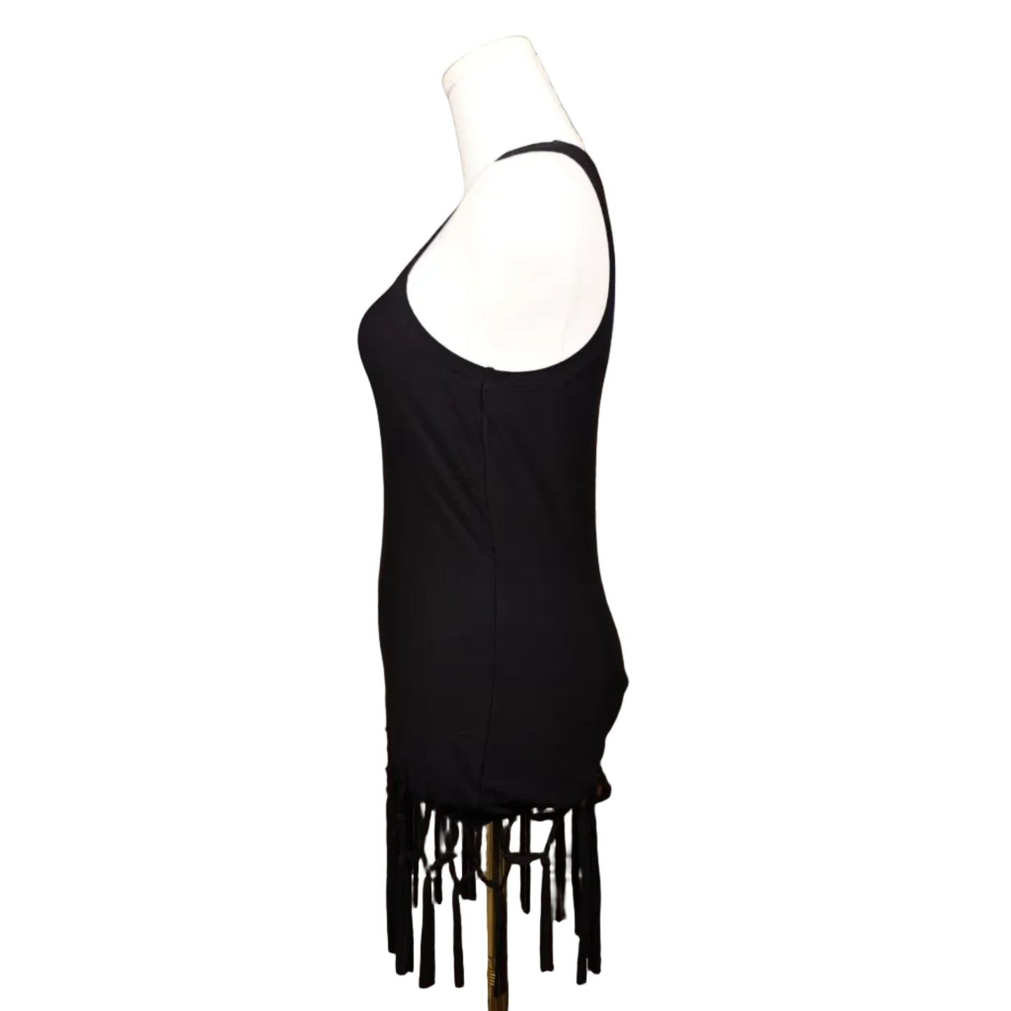 Fringe Cutout Mini Dress-S
