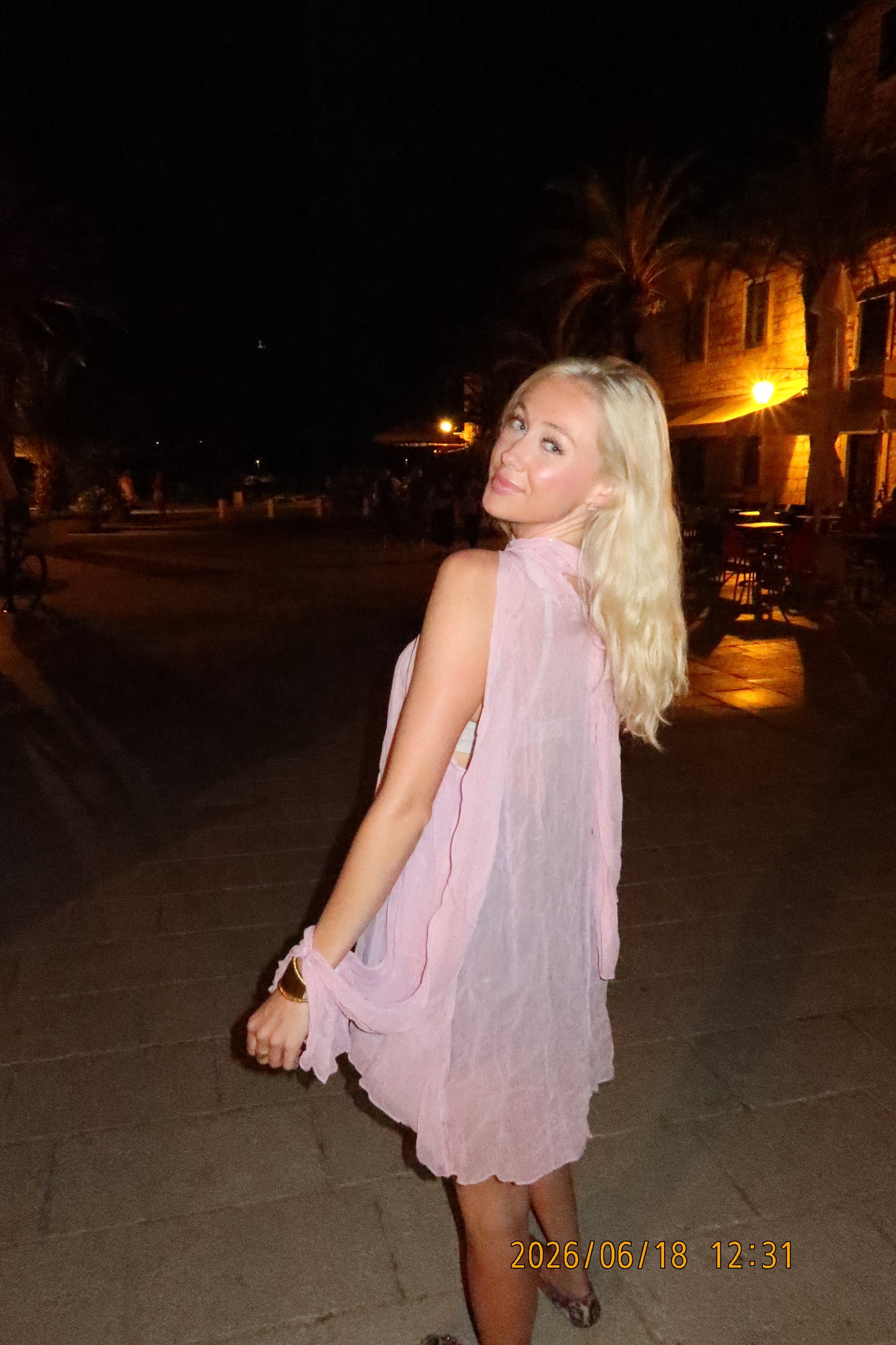 Pink Sheer Tie Top