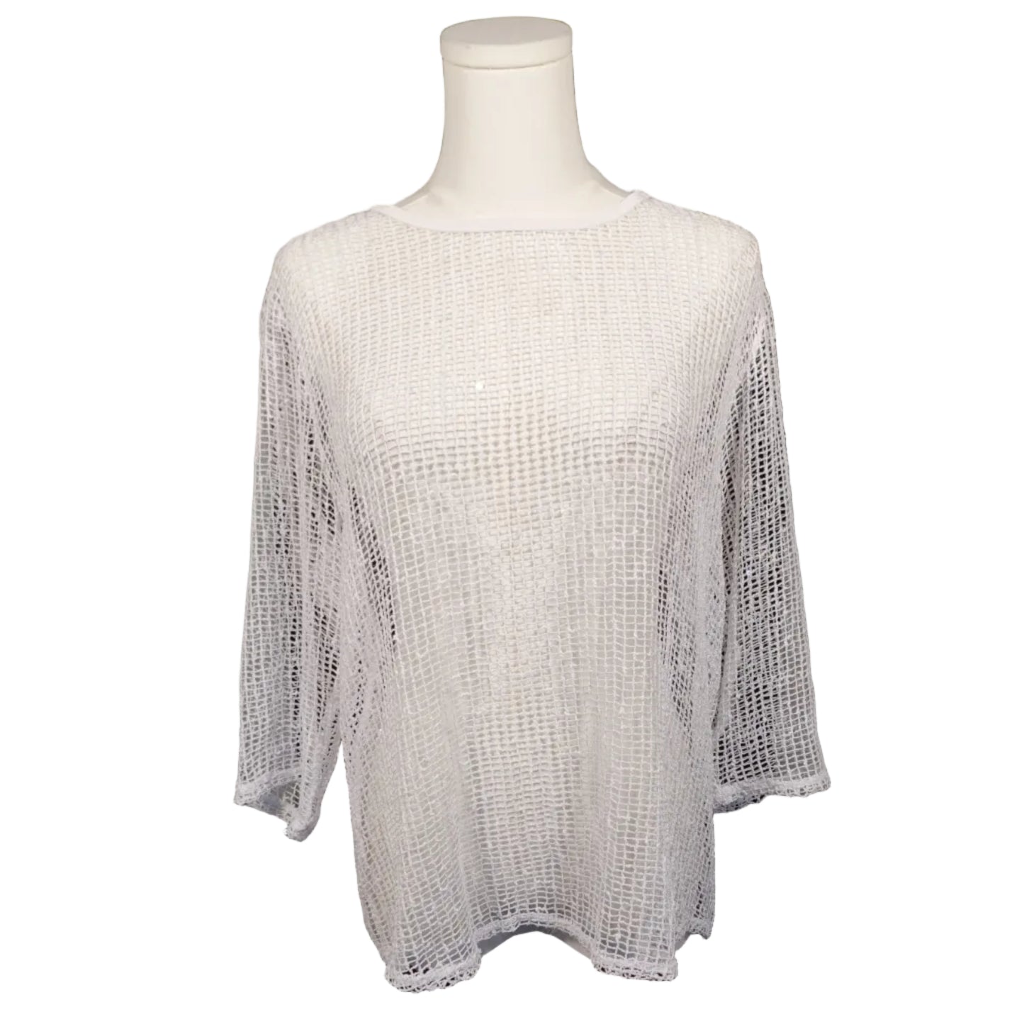 Ivory Open Knit Coastal Top-S